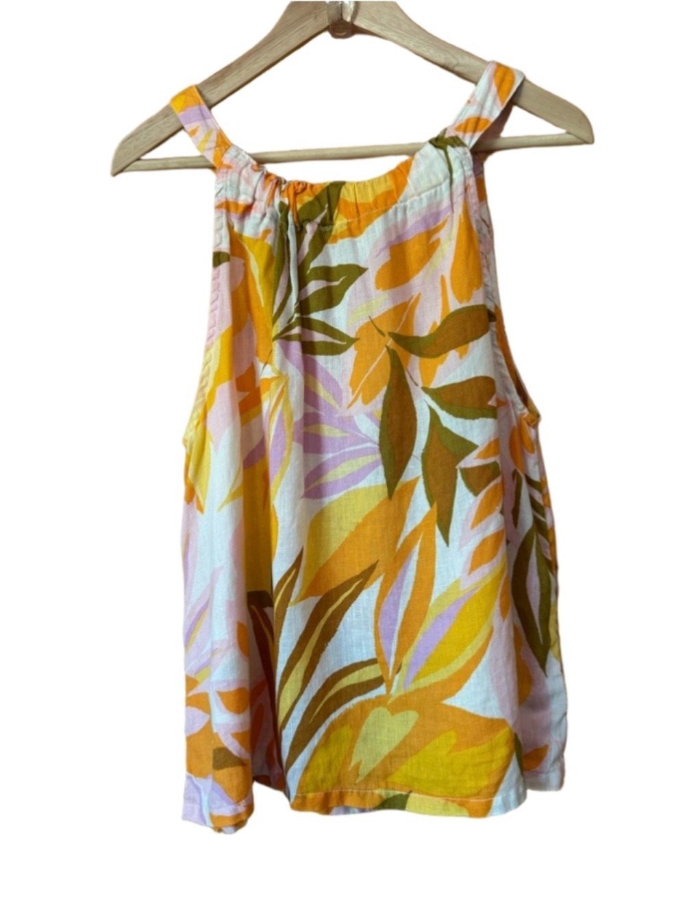 C&C California Linen Tropical Floral Print Halter Tank Top size medium